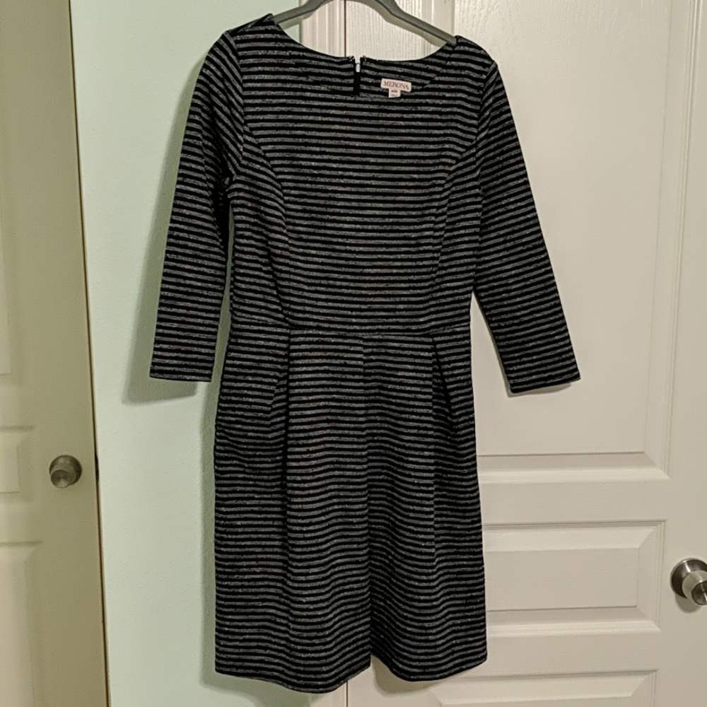 Black and White Striped A-Line Dress
